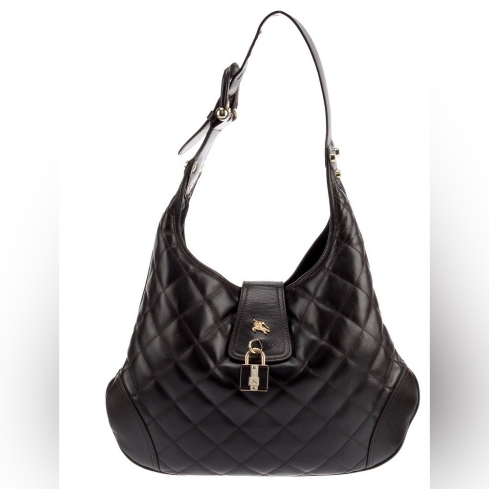 Authentic Burberry brown, quilted hobo bag.